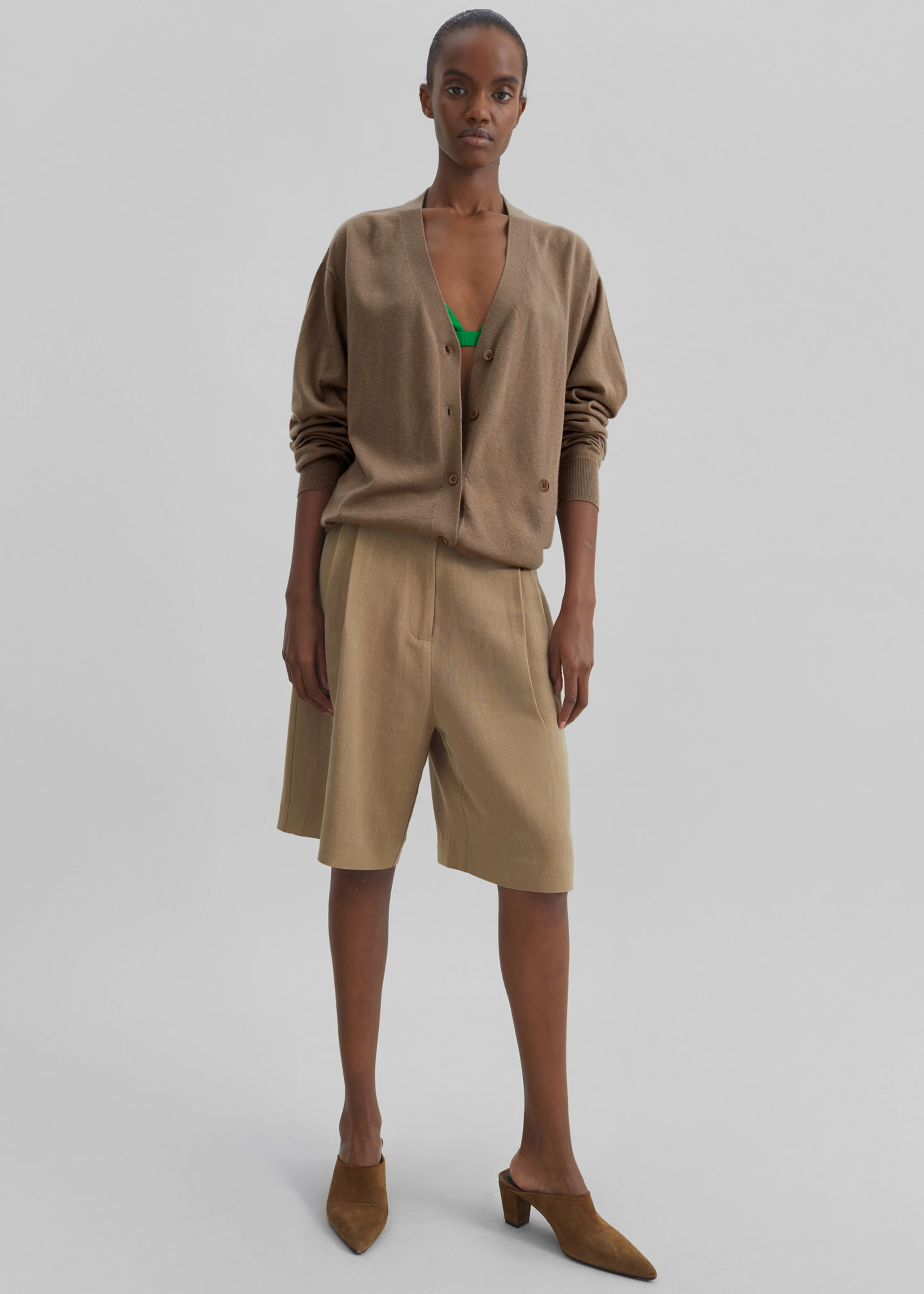 Zina V-Neck Cardigan - Mocha - Image 4