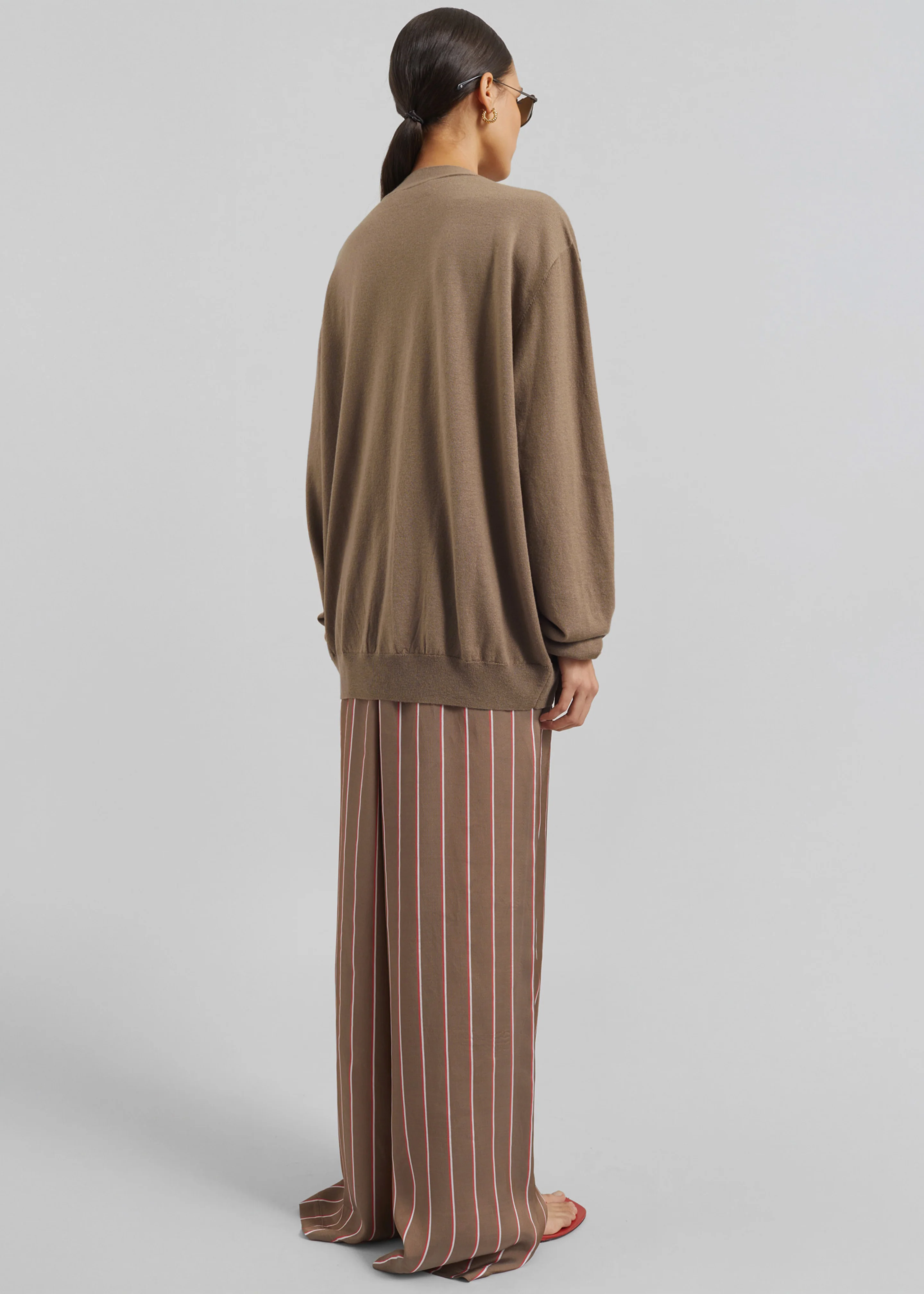 Zina V-Neck Cardigan - Mocha - Image 9