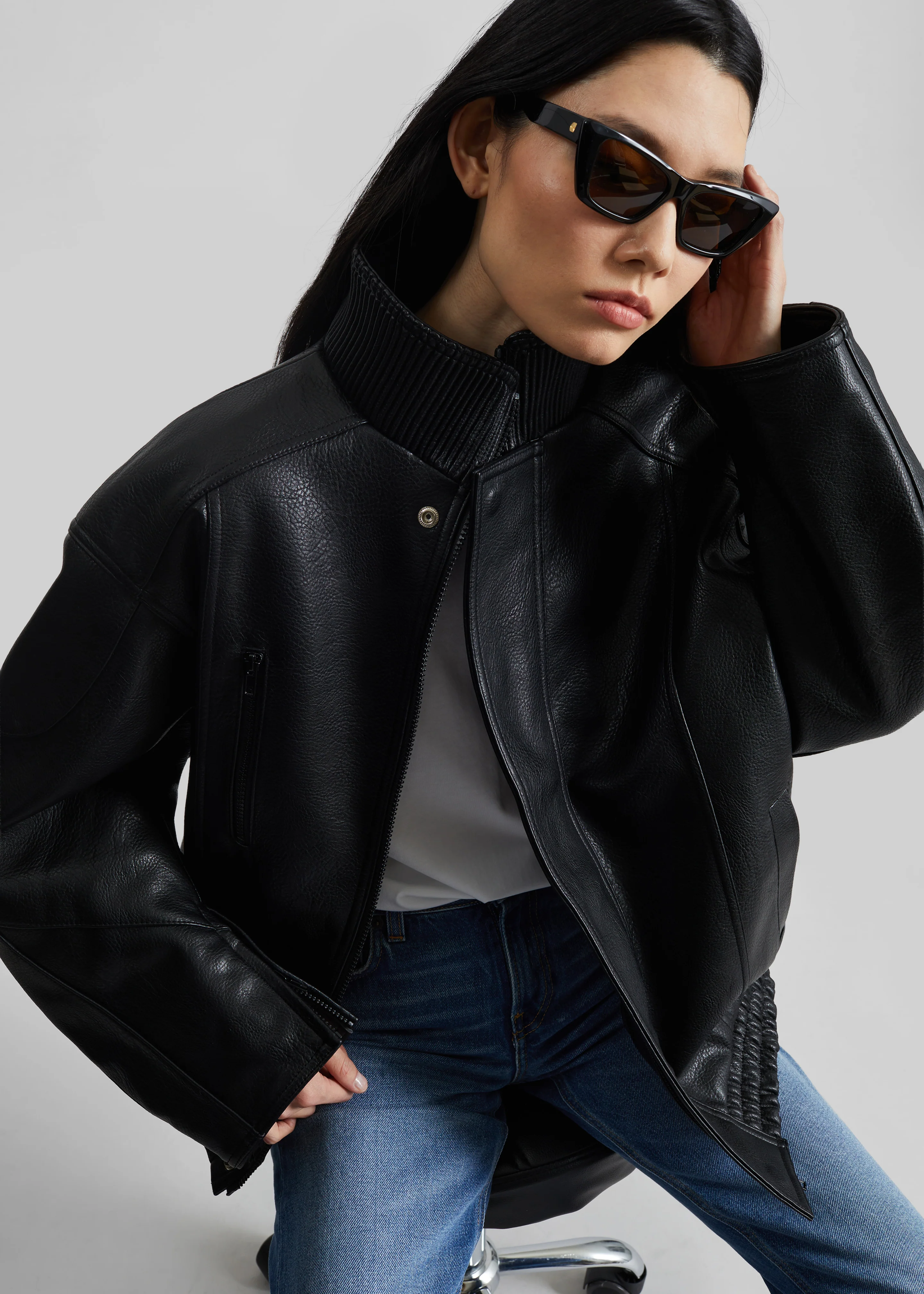 Zion Quilted Bomber Jacket - Black - Image 7